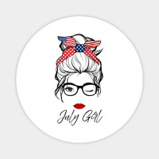 July Girl Fourth of July Wink Eye Face Lady Girls Birthday Magnet